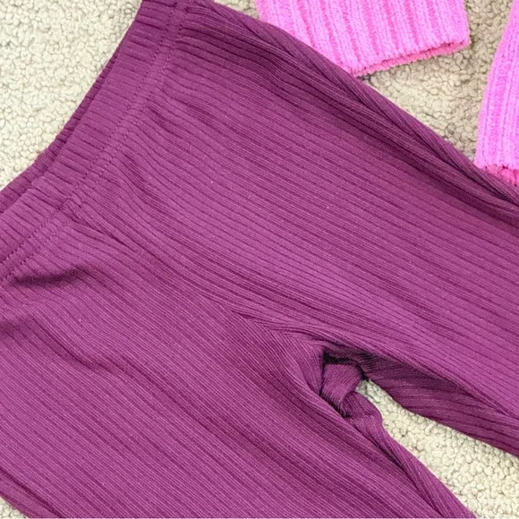 BTween Girls Pink Flower Cardigan & Ribbed Flare Pants Set Size 2T Like New - Picture 7 of 10